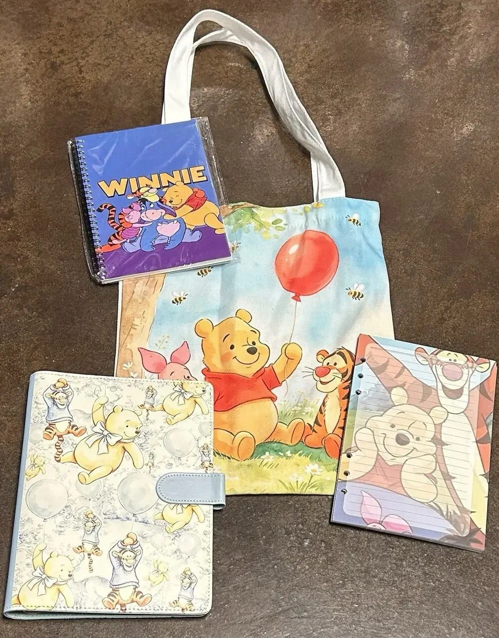 Winnie The Pooh A5 Binder w/ Printed Stationery paper & Tote Bundle
